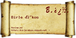 Birle Ákos névjegykártya